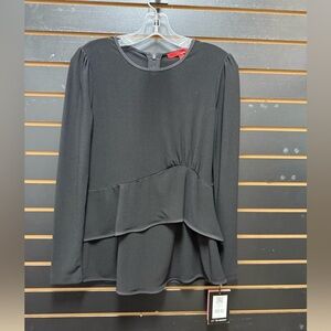 NWT Narciso Rodriguez Black Tiered Peplum Blouse Size S